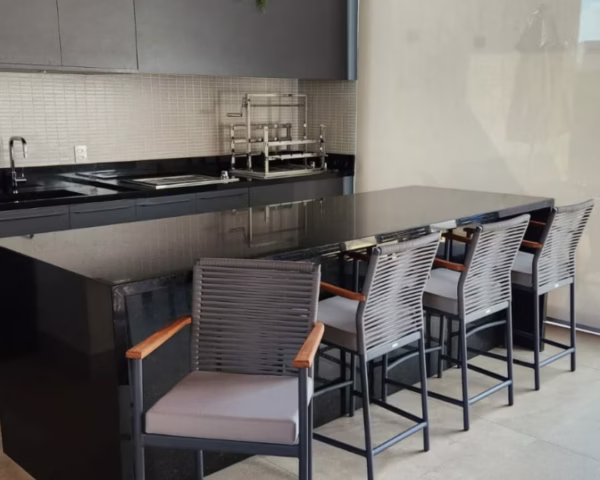 Banqueta Dubai em Alumínio com Corda Náutica e Estofado | Arezzo Decor®