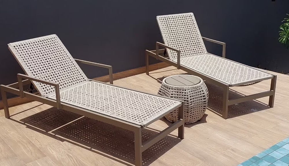 Espreguiçadeira SP2 em Alumínio com Tricô Náutico Arezzo Decor®